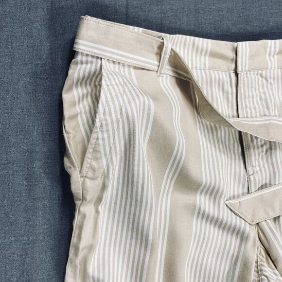 Tommy Hilfiger Pants Womens 14 Beige White Relaxed Cropped Elastic Waistband NWT - Picture 4 of 16